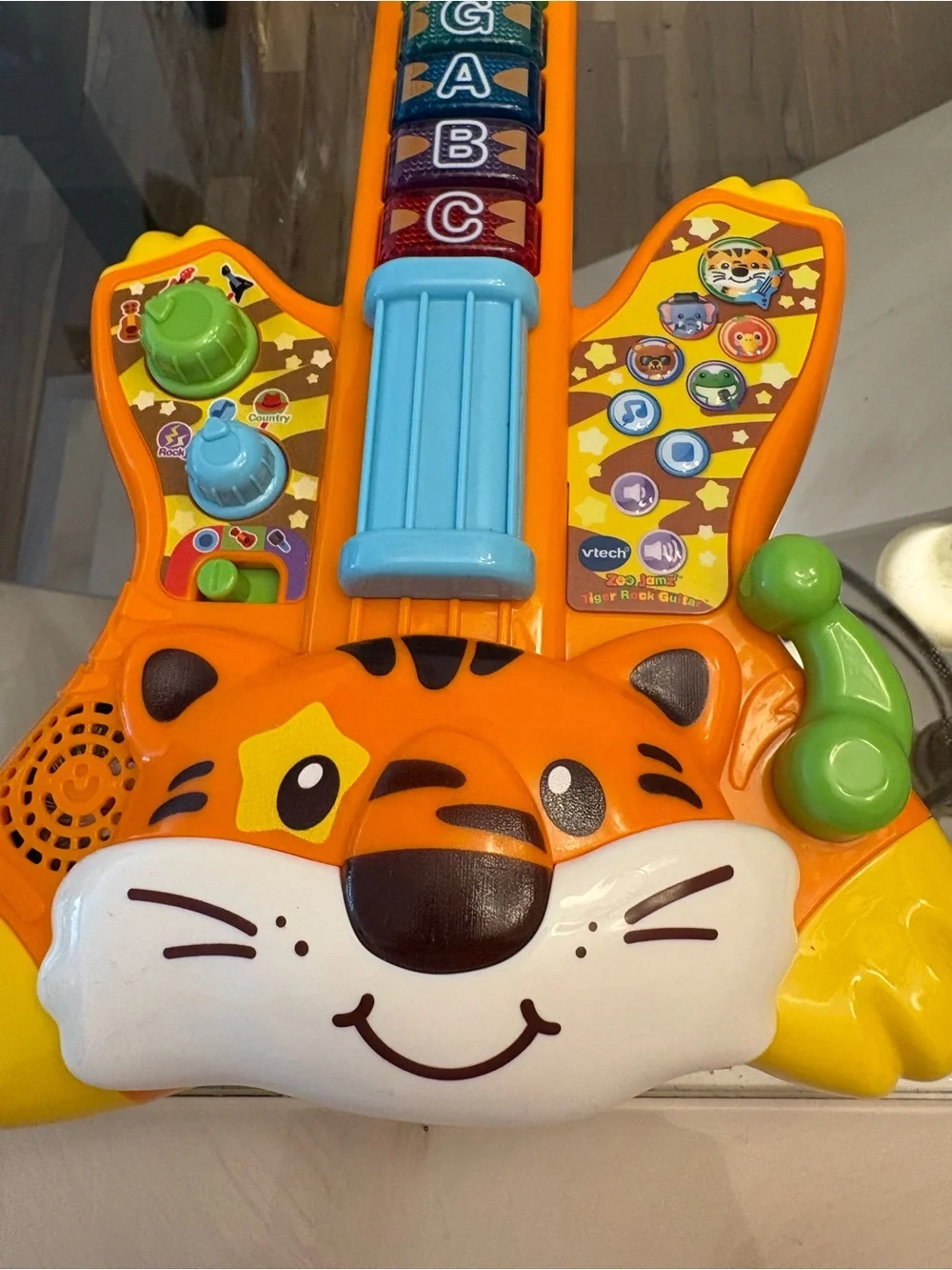 Yellow & Orange Tiger Guitar Toy - Musical Learning Play